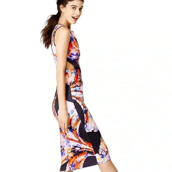 CLOVER CANYON Neoprene Multicolor Printed Stretch Women’s Mini Dress S D5 - Picture 3 of 14